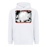 White Cowhide Background with Bleach Serape Frame Heavyweight Hoodie - CowCowDesign