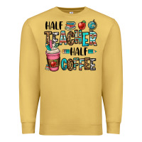 Antique Gold half teacher half coffee Premium Sweatshirt - OliviaCreatesArt