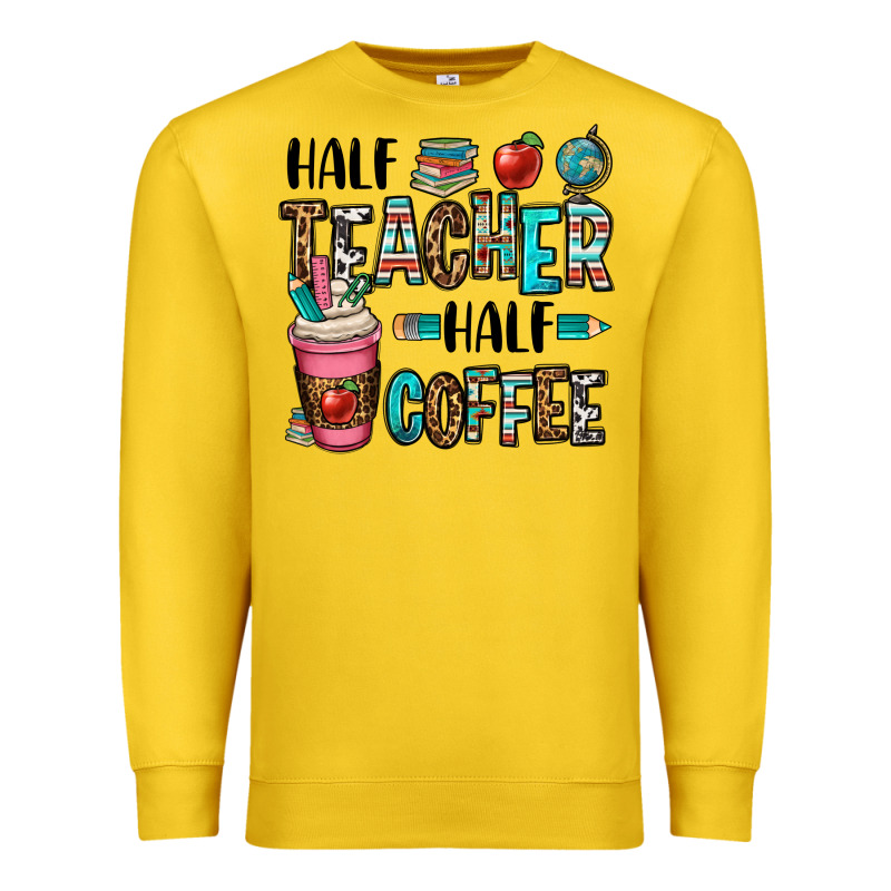Half Teacher Half Coffee Premium Sweatshirt by OliviaCreatesArt | Teevron