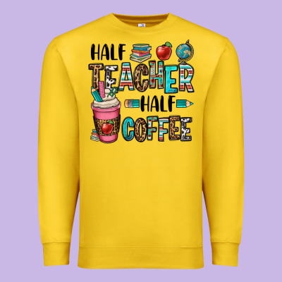 Half Teacher Half Coffee Premium Sweatshirt Designed By Oliviacreatesart
