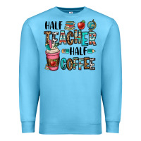 Ocean Blue half teacher half coffee Premium Sweatshirt - OliviaCreatesArt