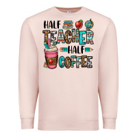 Pale Pink half teacher half coffee Premium Sweatshirt - OliviaCreatesArt
