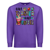 Purple half teacher half coffee Premium Sweatshirt - OliviaCreatesArt