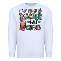 White half teacher half coffee Premium Sweatshirt - OliviaCreatesArt