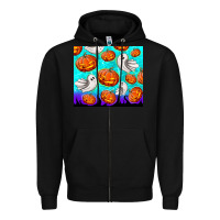 Black halloween pumpkins with ghosts Zipper Hoodie - TumblerDesignByShophia