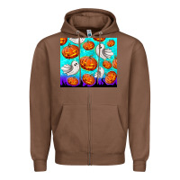 Chestnut halloween pumpkins with ghosts Zipper Hoodie - TumblerDesignByShophia