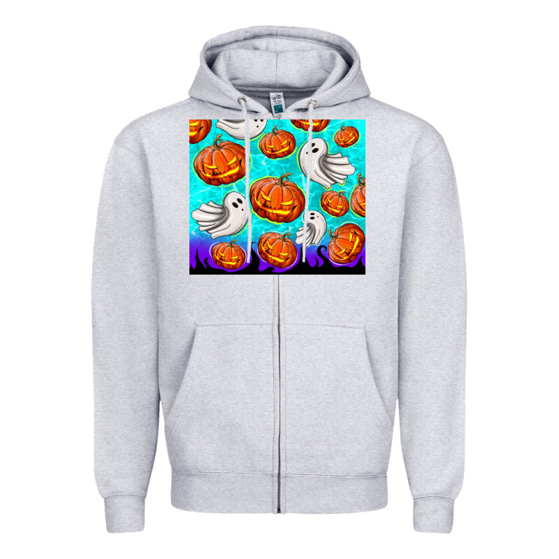Halloween Pumpkins With Ghosts Zipper Hoodie by TumblerDesignByShophia | Teevron