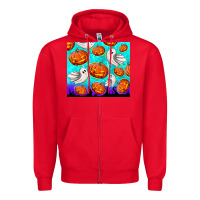 Red halloween pumpkins with ghosts Zipper Hoodie - TumblerDesignByShophia