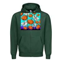 Sports Green halloween pumpkins with ghosts Zipper Hoodie - TumblerDesignByShophia