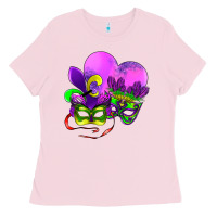 Bubblegum Pink mardi gras heart and mask Ladies Tee - AdoDesignShop