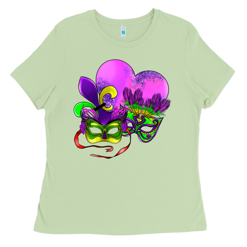 Mardi Gras Heart And Mask Ladies Tee by AdoDesignShop | Teevron