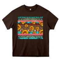 Chocolate Brown western sunflowers turquoise Heavy Core Tee - Artiststas
