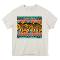 Cream western sunflowers turquoise Heavy Core Tee - Artiststas