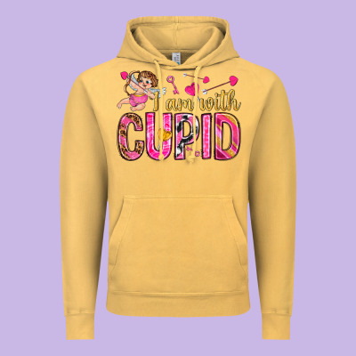 I Am With Cupid Vintage Hoodie Designed By Nancycooperartshop