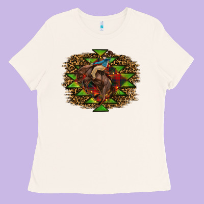 Western Christmas Rodeo Distressed Ladies Tee Designed By Ranaportraitstore