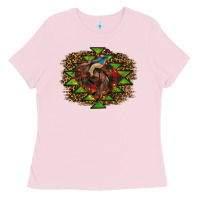 Bubblegum Pink Western Christmas Rodeo Distressed Ladies Tee - RanaPortraitStore
