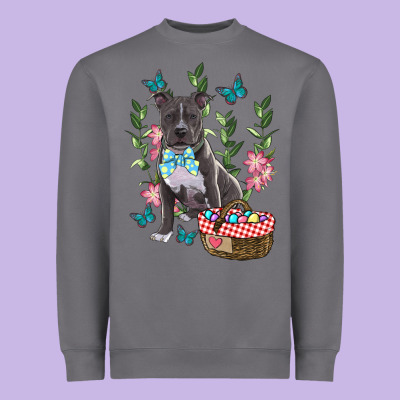 Easter Pitbull Heavyweight Sweatshirt Designed By Ranaportraitstore