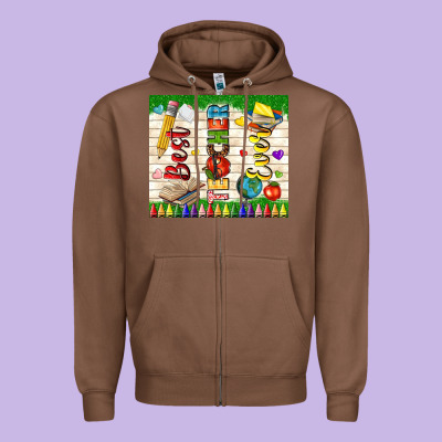 Best Teacher Ever Zipper Hoodie Designed By Tumblerdesignbyshophia