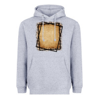 Heather Grey Burlap and Leopard  Black Frame Heavyweight Hoodie - CowCowDesign