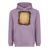 Lavender Burlap and Leopard  Black Frame Heavyweight Hoodie - CowCowDesign