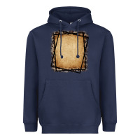 Navy Burlap and Leopard  Black Frame Heavyweight Hoodie - CowCowDesign