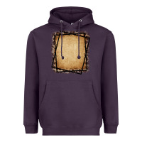 Plum Burlap and Leopard  Black Frame Heavyweight Hoodie - CowCowDesign