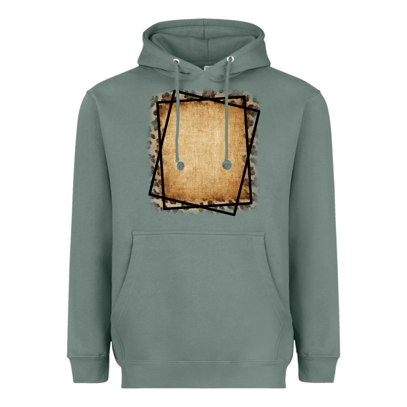 Burlap And Leopard  Black Frame Heavyweight Hoodie by CowCowDesign | Teevron