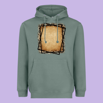 Burlap And Leopard  Black Frame Heavyweight Hoodie Designed By Cowcowdesign
