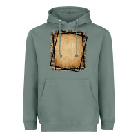 Sage Burlap and Leopard  Black Frame Heavyweight Hoodie - CowCowDesign