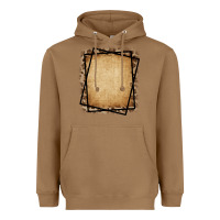 Toasted Coconut Burlap and Leopard  Black Frame Heavyweight Hoodie - CowCowDesign