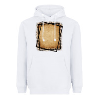 White Burlap and Leopard  Black Frame Heavyweight Hoodie - CowCowDesign
