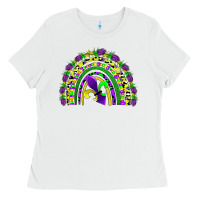 White mardi gras rainbow Ladies Tee - AdoDesignShop