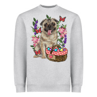 Heather Grey Easter pug Heavyweight Sweatshirt - RanaPortraitStore