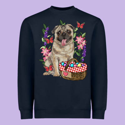 Easter Pug Heavyweight Sweatshirt Designed By Ranaportraitstore