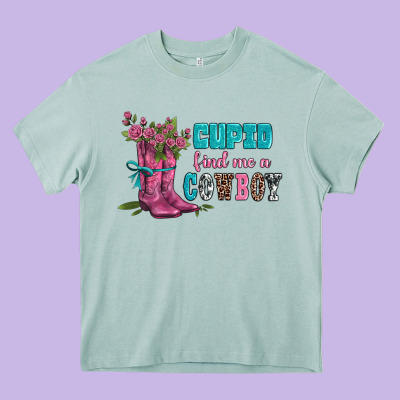 Velantines Day Cupid Find Me A Cowboy Heavy Core Tee Designed By Adodesignshop