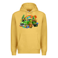 Antique Gold St. Patrick's Day truck with gnomies Premium Hoodie - CowGirlArtShop
