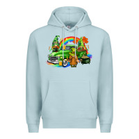 Blue Mist St. Patrick's Day truck with gnomies Premium Hoodie - CowGirlArtShop