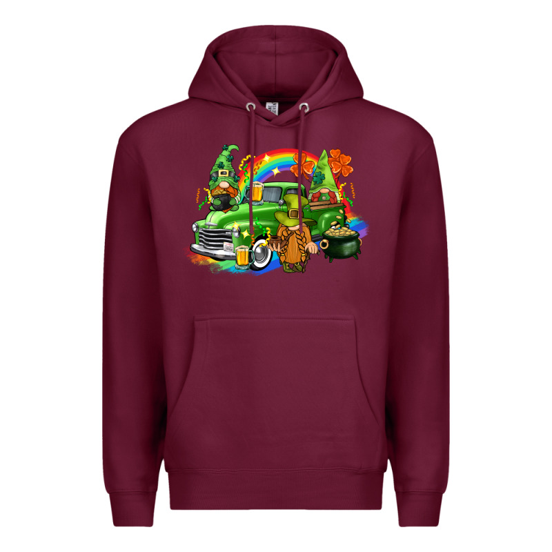 St. Patrick's Day Truck With Gnomies Premium Hoodie by CowGirlArtShop | Teevron