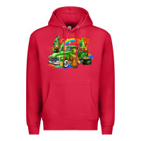 Cardinal St. Patrick's Day truck with gnomies Premium Hoodie - CowGirlArtShop