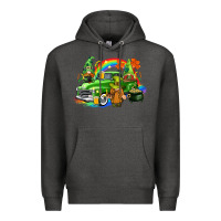 Charcoal Heather St. Patrick's Day truck with gnomies Premium Hoodie - CowGirlArtShop