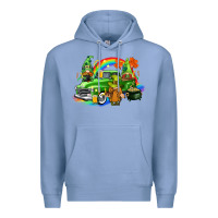 Colony Blue St. Patrick's Day truck with gnomies Premium Hoodie - CowGirlArtShop