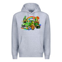Heather Grey St. Patrick's Day truck with gnomies Premium Hoodie - CowGirlArtShop