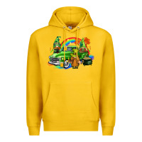 Lemon St. Patrick's Day truck with gnomies Premium Hoodie - CowGirlArtShop
