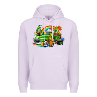 Lilac St. Patrick's Day truck with gnomies Premium Hoodie - CowGirlArtShop