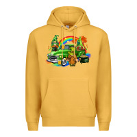 Mustard St. Patrick's Day truck with gnomies Premium Hoodie - CowGirlArtShop