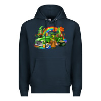 Navy St. Patrick's Day truck with gnomies Premium Hoodie - CowGirlArtShop