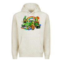 Oatmeal Heather St. Patrick's Day truck with gnomies Premium Hoodie - CowGirlArtShop