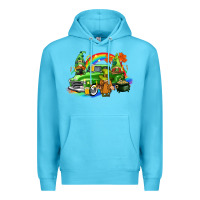 Ocean Blue St. Patrick's Day truck with gnomies Premium Hoodie - CowGirlArtShop