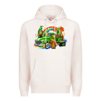 Pale Pink St. Patrick's Day truck with gnomies Premium Hoodie - CowGirlArtShop