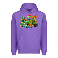 Purple St. Patrick's Day truck with gnomies Premium Hoodie - CowGirlArtShop
